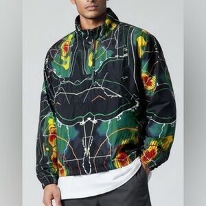 Black Scale men’s cyclone anorak quarter zip jacket multi color pattern large